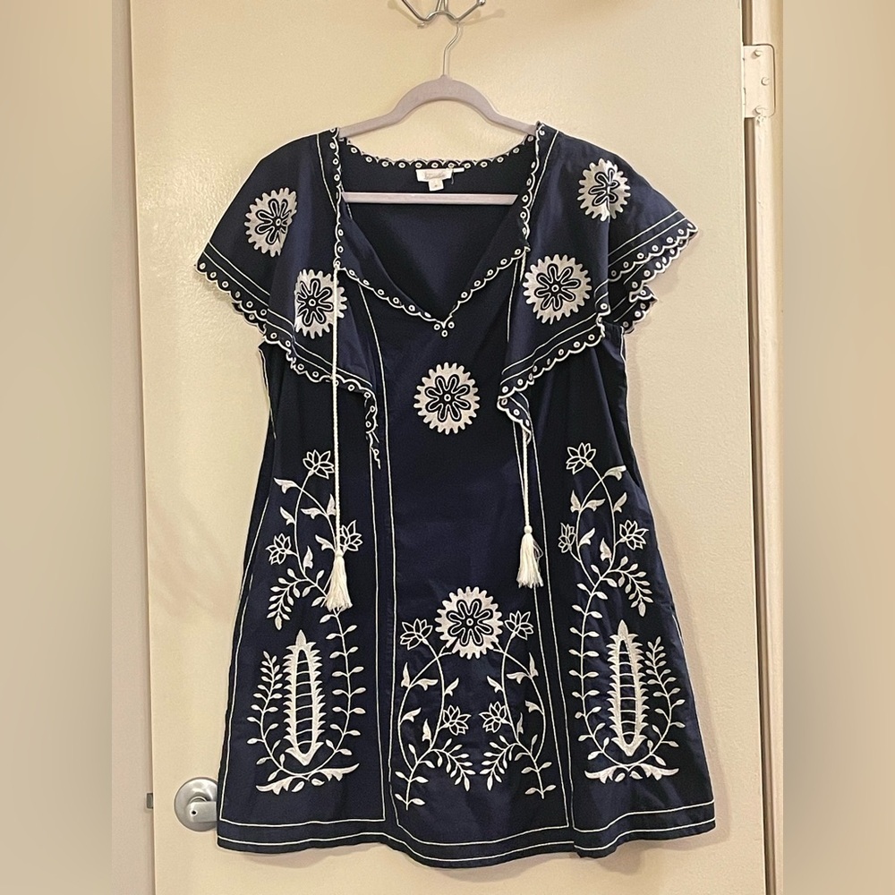 LET ME BE by ANTHROPOLOGIE Embroidered Tunic Dress in Blue Motif - Picture 5 of 11
